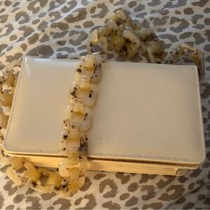 Prada Ivory Clutch with Tortoiseshell Chain
